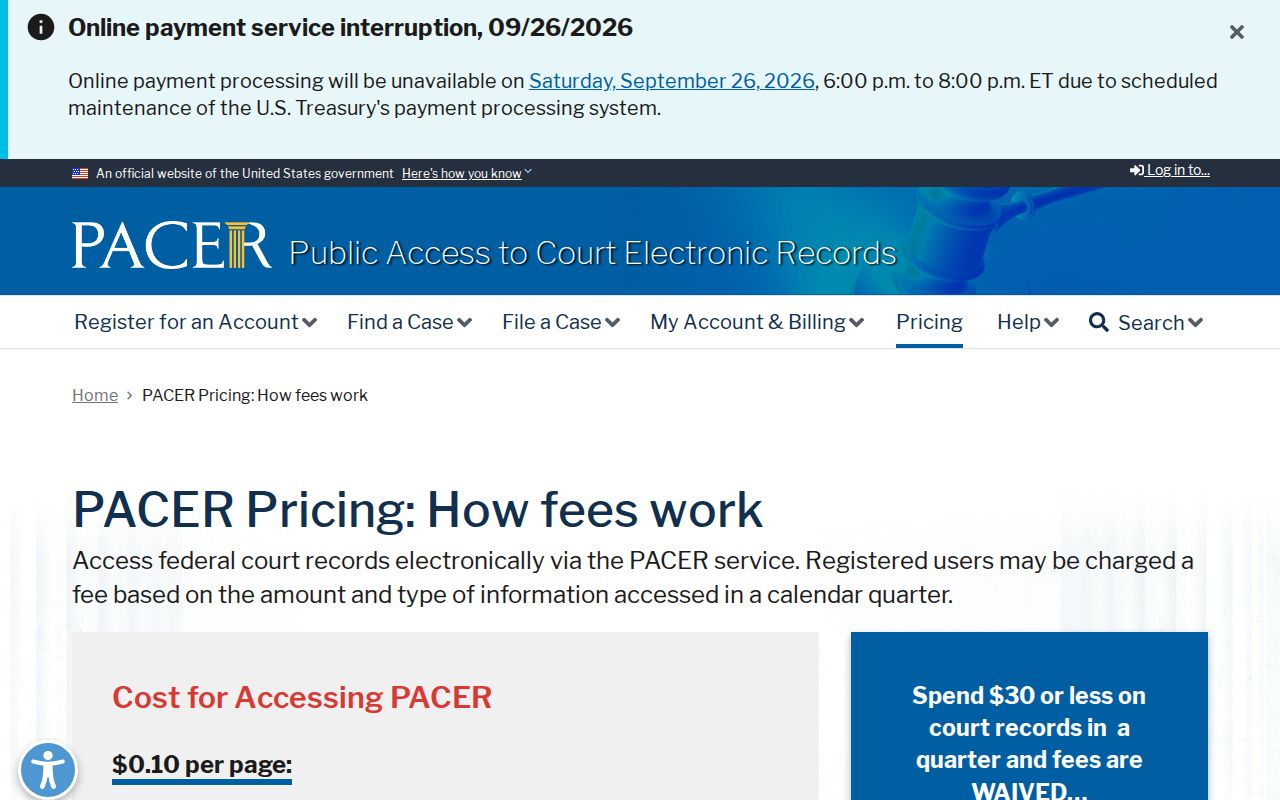 West Virginia federal court record search and PACER document fees