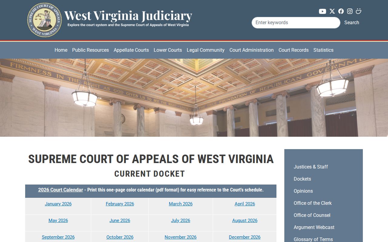 West Virginia Supreme Court of Appeals appellate docket year and argument filters